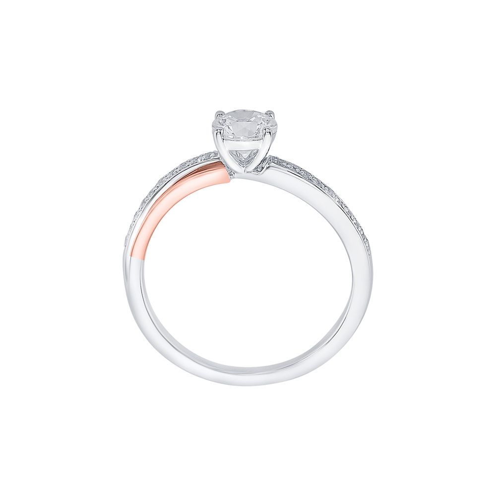 Eclectic Diamond Solitaire Ring in Rose and White Gold-Rings-YRG23021