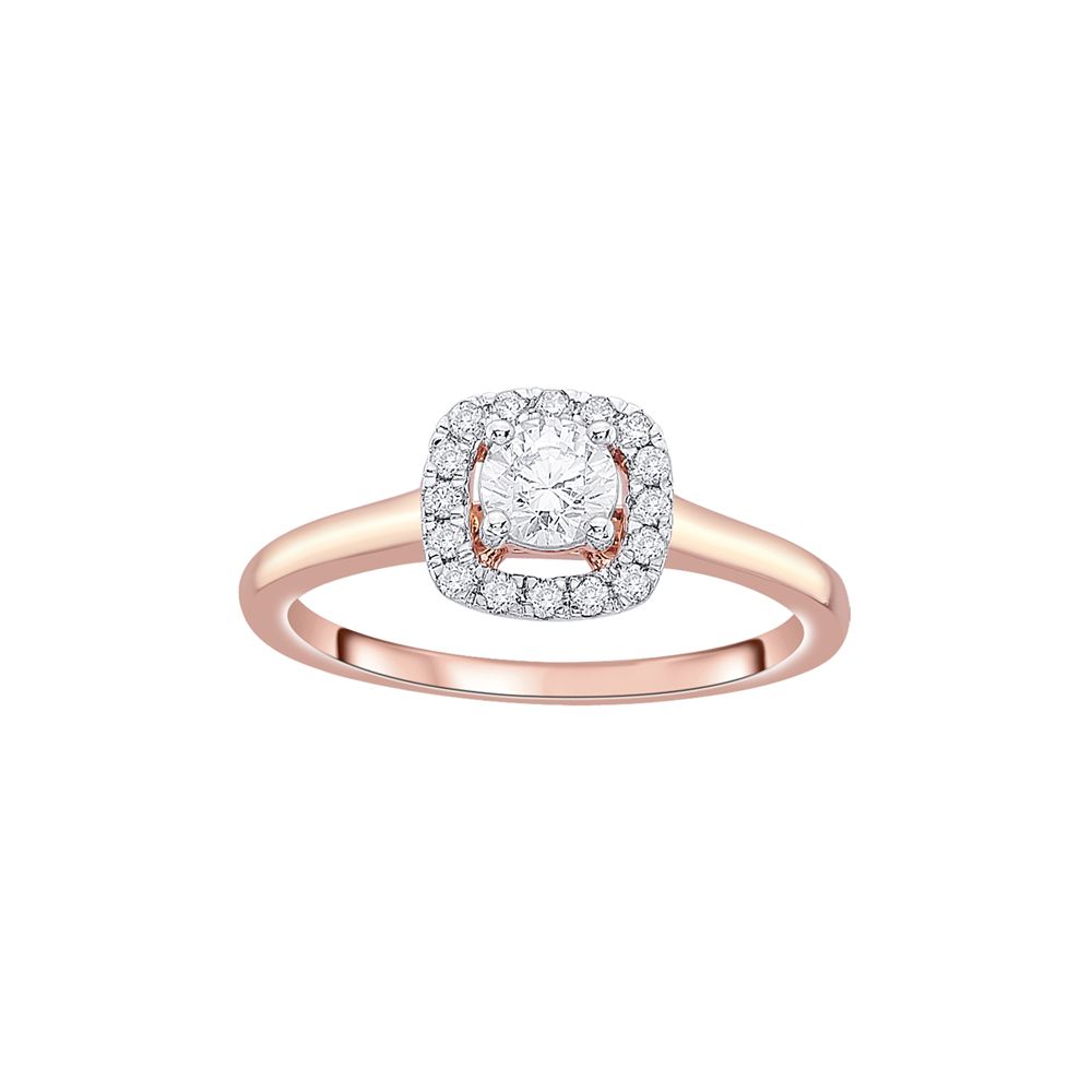 Delicate Diamond Clustered 18KT Rose Gold Ring-Rings-YRG23023