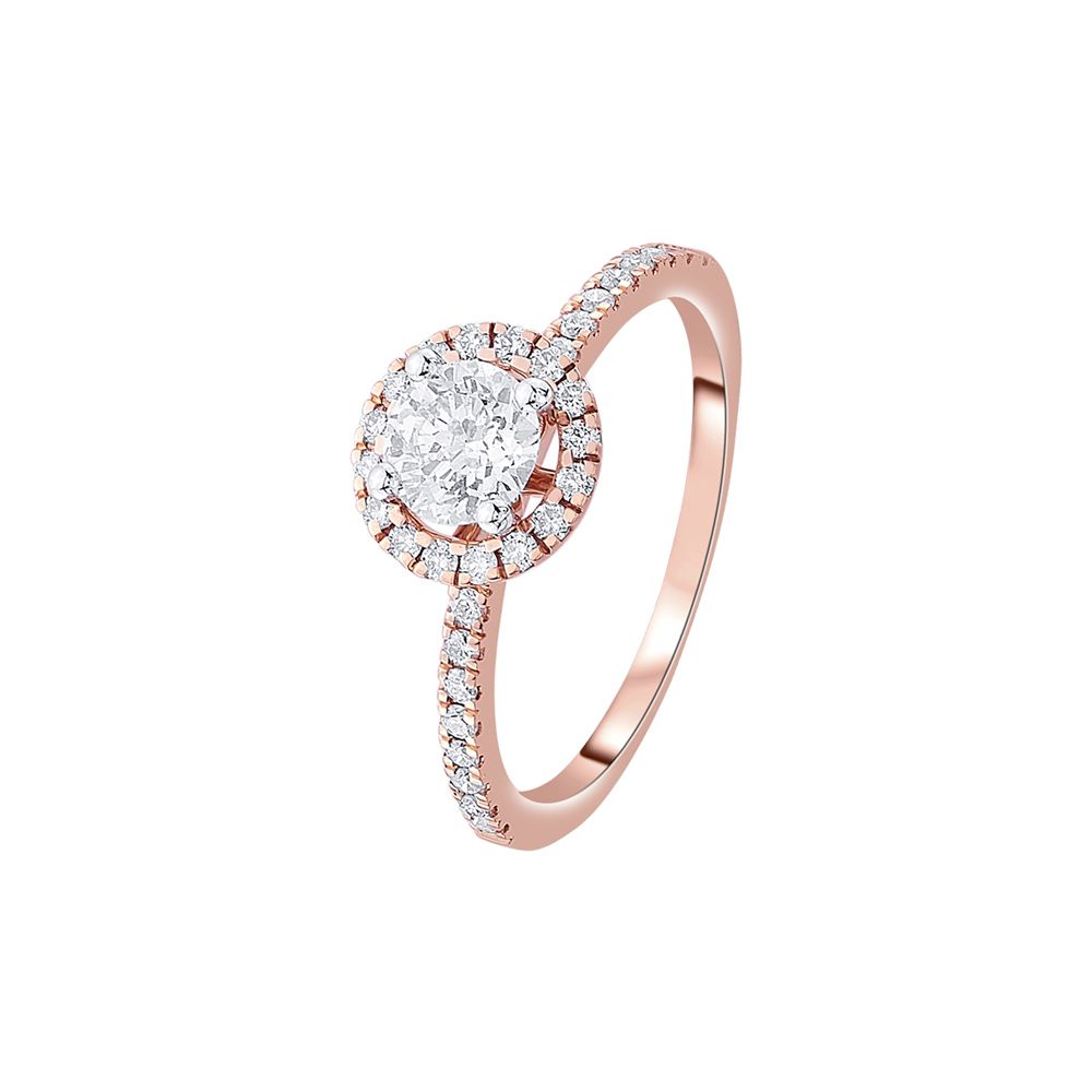 Luxurious Diamond Solitaire Ring in Rose Gold-Rings-YRG23024
