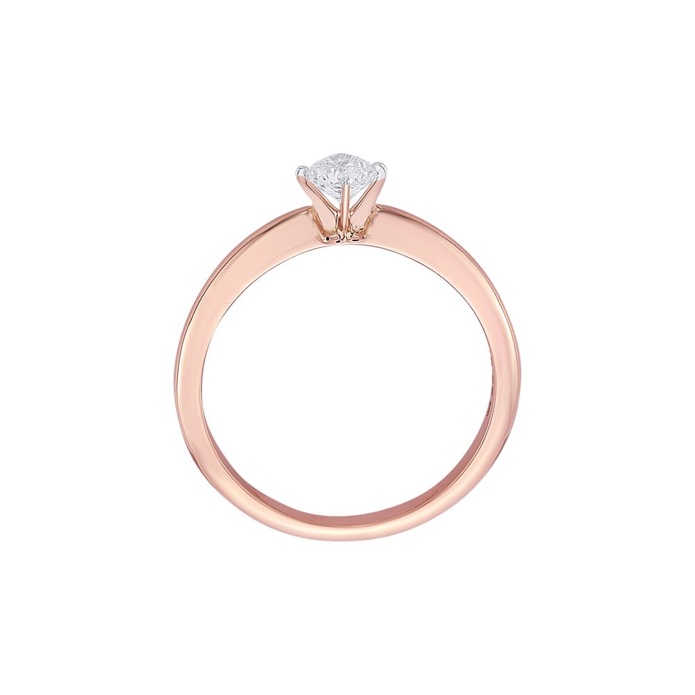 Brilliant 18KT Rose Gold Diamond Solitaire Finger Ring-Rings-YRG23025