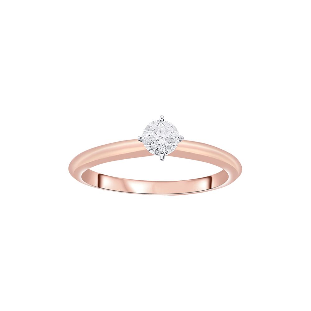 Brilliant 18KT Rose Gold Diamond Solitaire Finger Ring-Rings-YRG23025