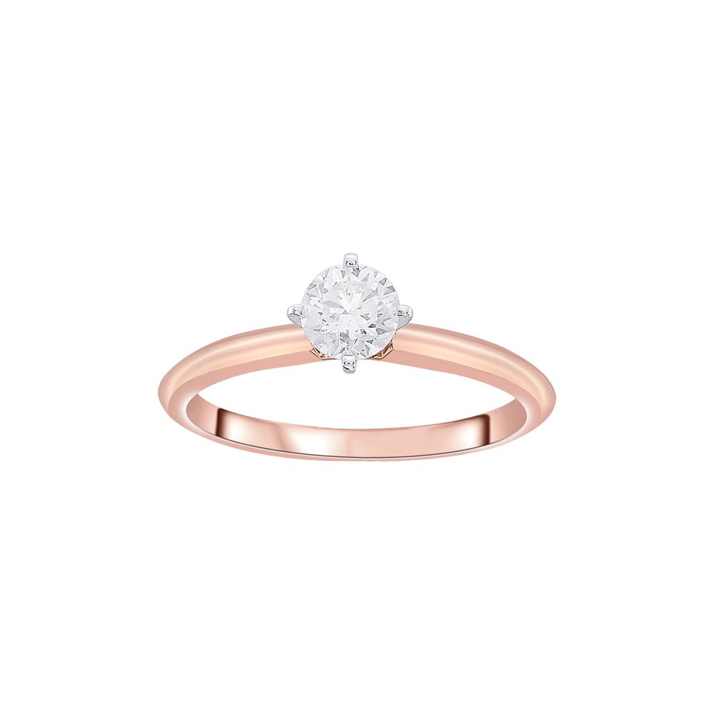 18KT Rose Gold and Diamond Solitaire Diamond Ring-Rings-YRG23027