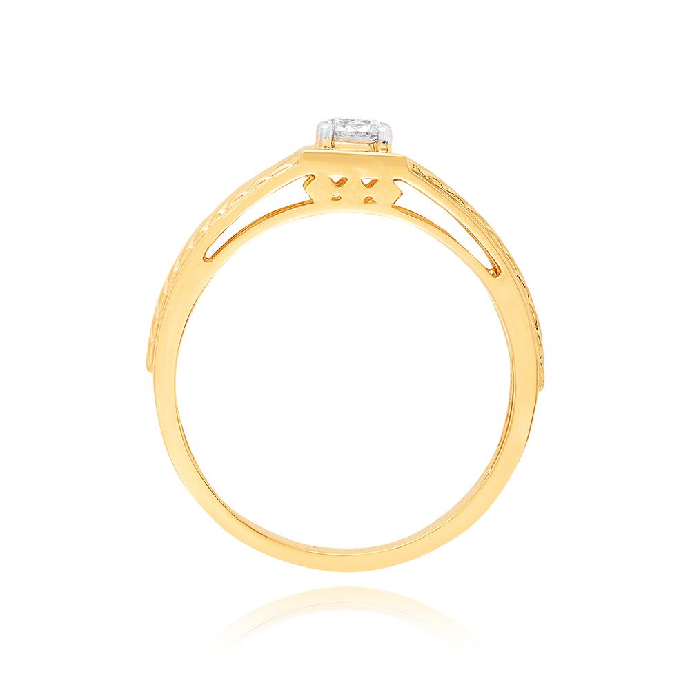 Square-Set Solitaire Diamond Ring-Diamond-YRG25K08
