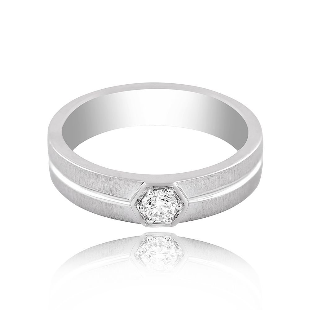 Sleek Platinum Diamond Ring-Rings-YRG25K40