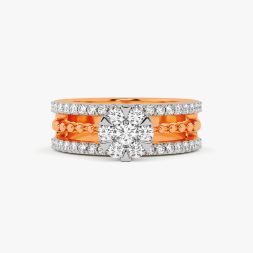 Sparkling Rose Gold and Diamond Finger Ring alternate view 1
