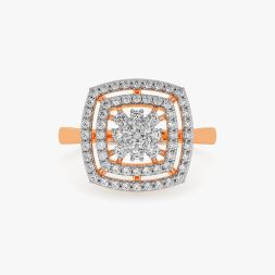 Square Design Diamond Finger Ring in 18KT Rose Gold alternate view 1