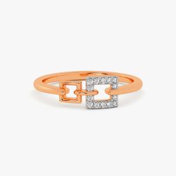 Glossy Geometric Design Rose Gold Finger Ring alternate view 1