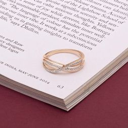 Stunning Rose Gold and Diamond Finger Ring alternate view 1