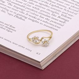 Floral Diamond and Yellow Gold Finger Ring alternate view 1