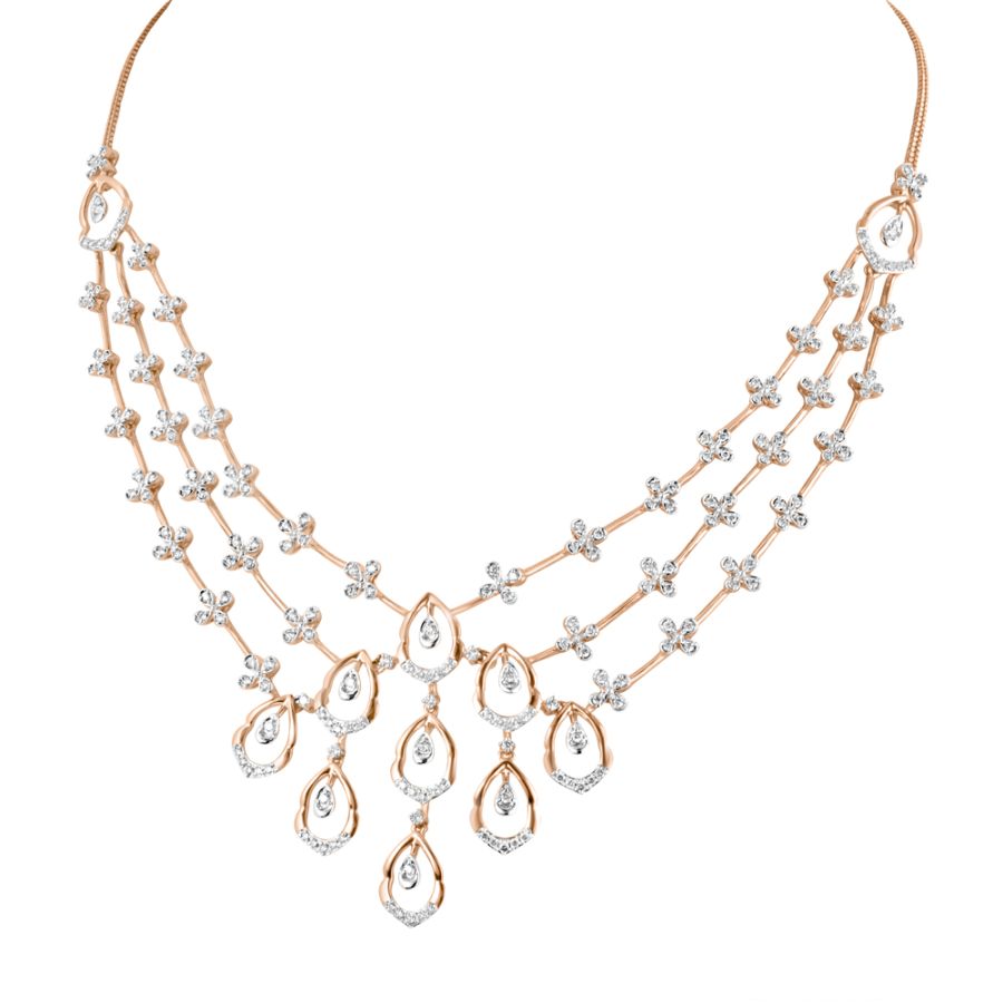 Sophisticated Floral Diamond Rose Necklace