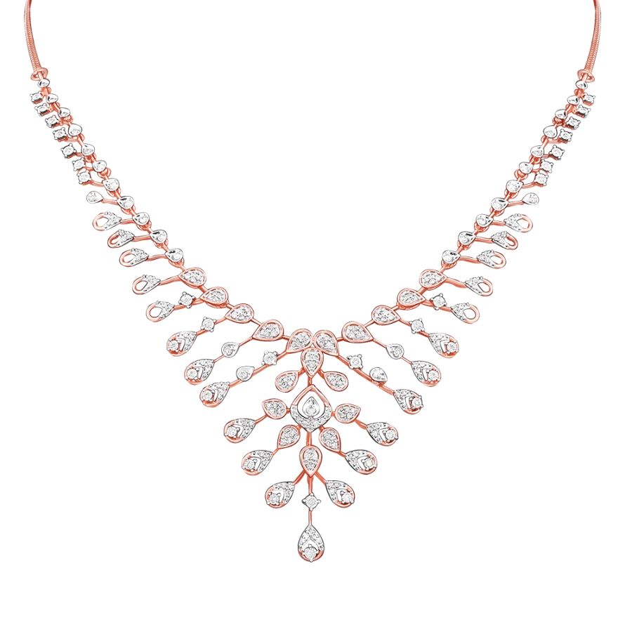 Timeless Leaf Diamond Rose Necklace