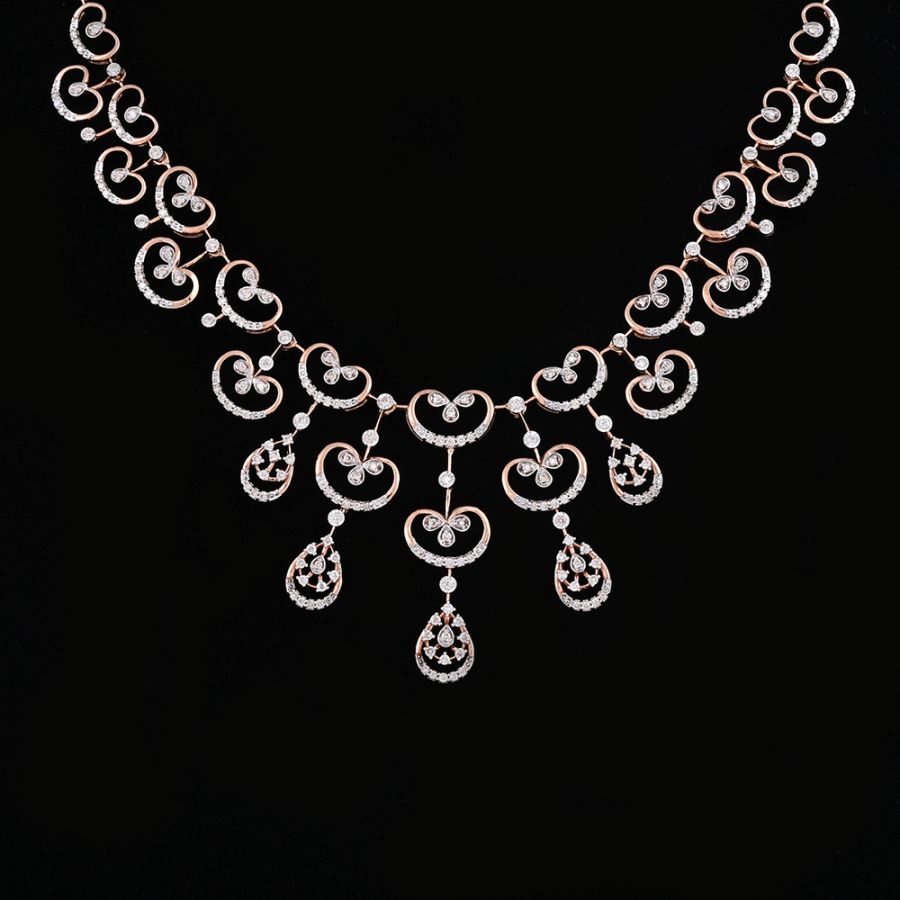 Chic Floral Diamond Rose Necklace