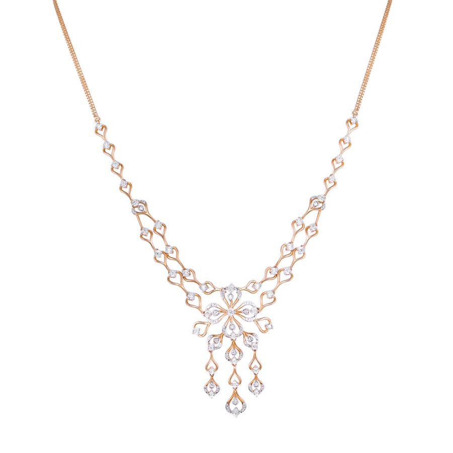Delicate Floral Diamond Rose Necklace