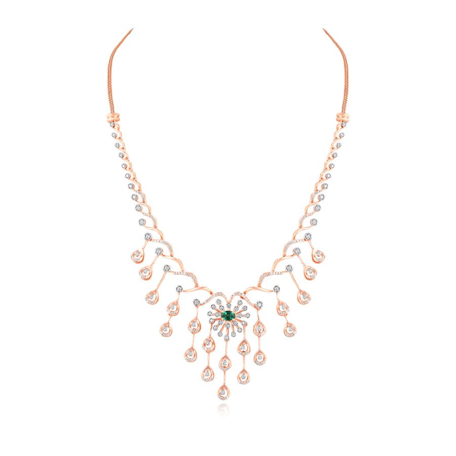 Enchanted Rose Gold Floral Diamond Necklace