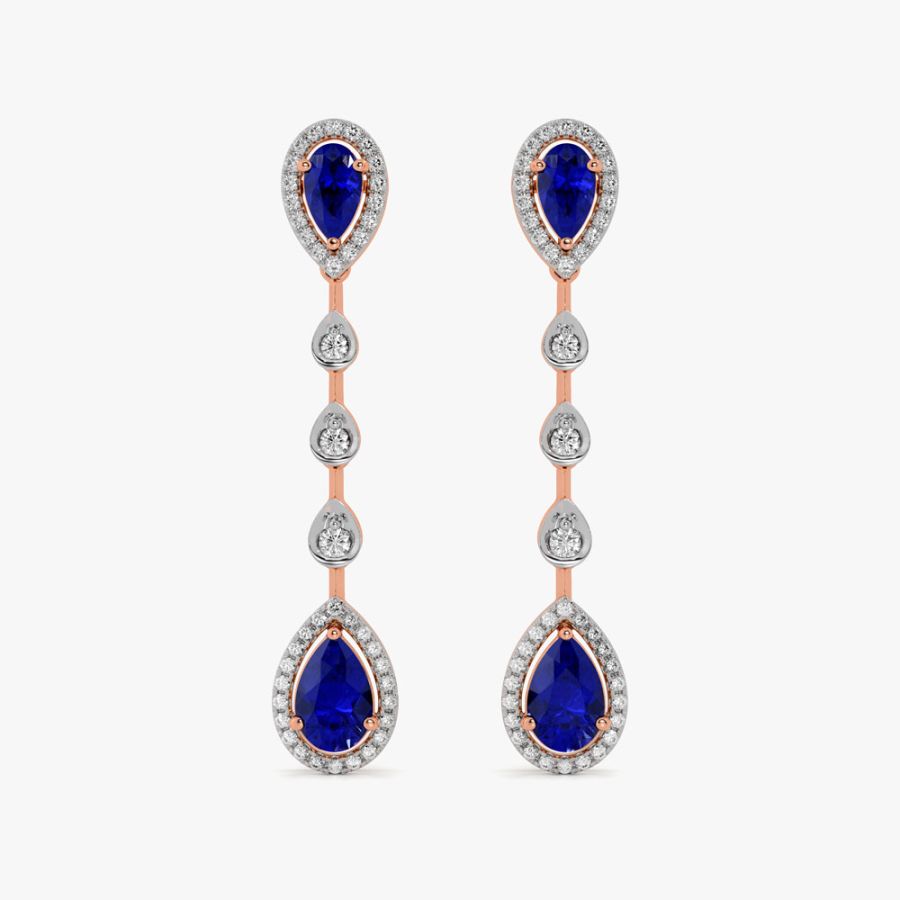 Blue Sparkle Diamond Drop Earrings
