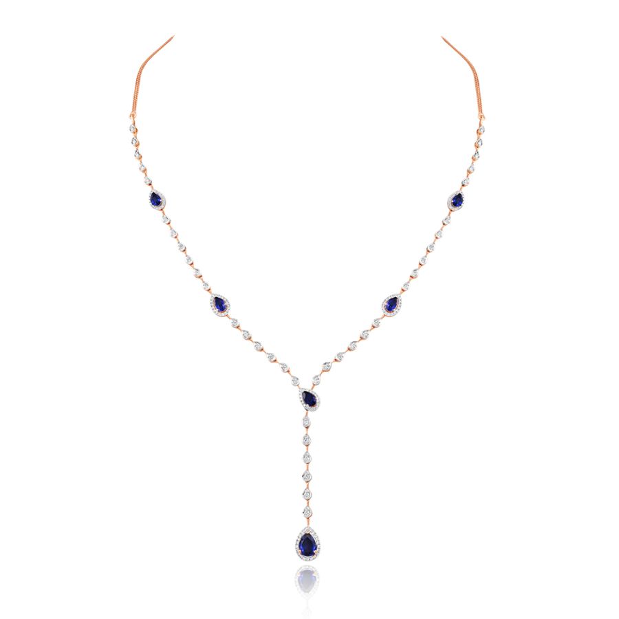 Blue Sparkle Diamond Lariat Necklace 