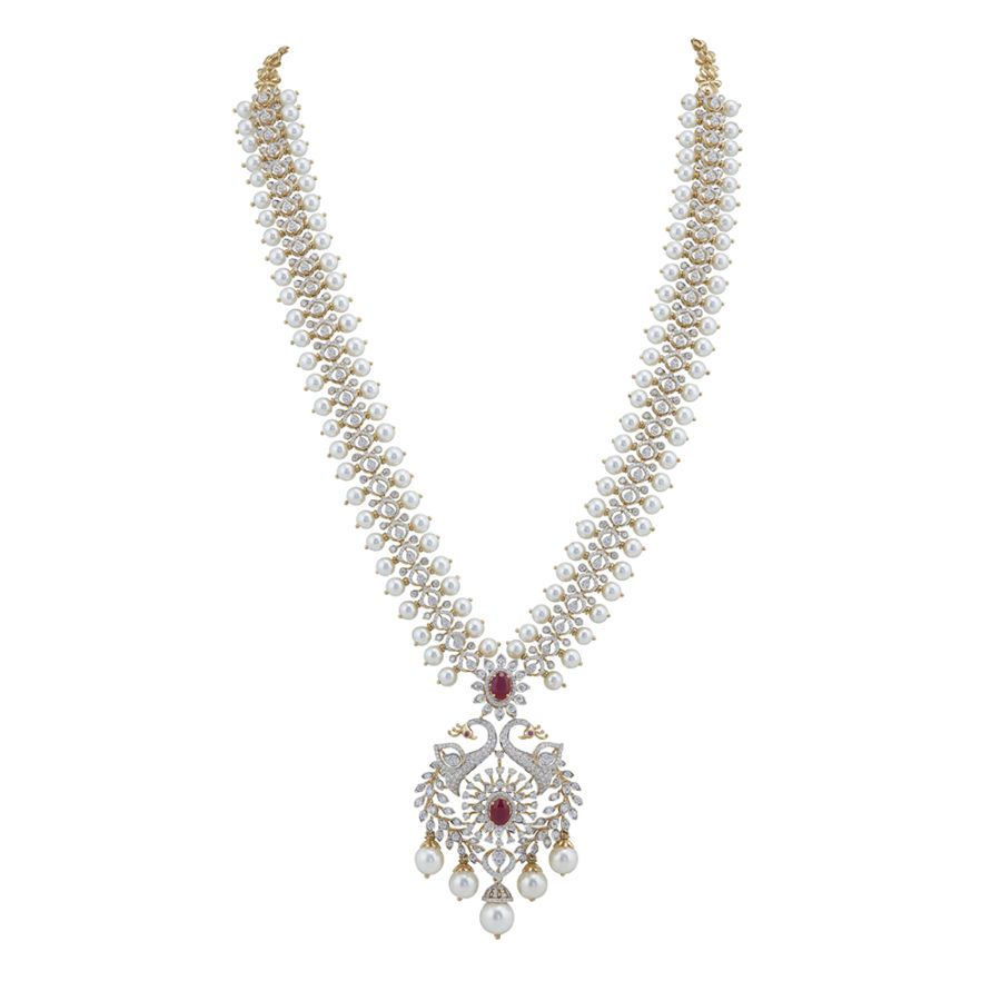Sophisticated Peacock Diamond Yellow Necklace
