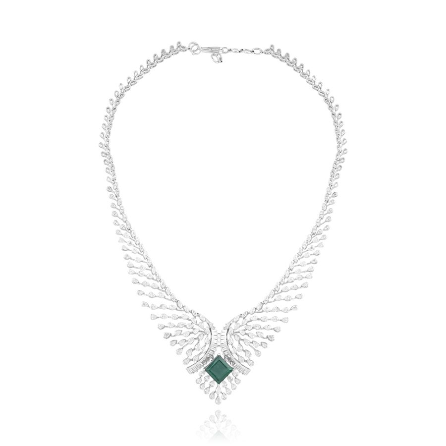 Green Hue Diamond Necklace