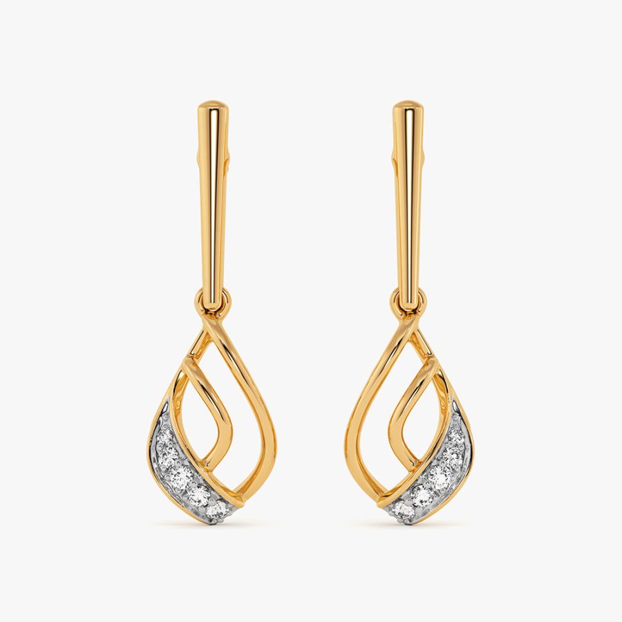 Graceful Drop 9Kt Yellow Gold Diamond Earrings