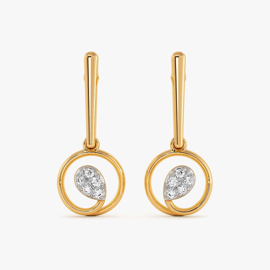 Modern Drop 9Kt Yellow Gold Diamond Earrings