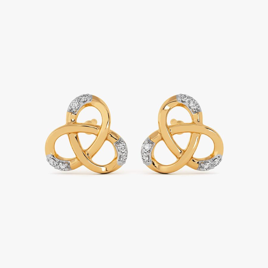 Twisted Knot Yellow Gold Diamond Earrings