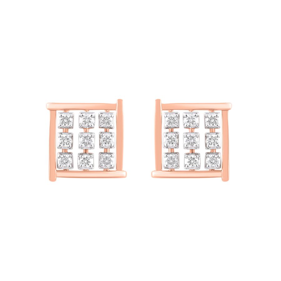 Charming Checkered Diamond Studs