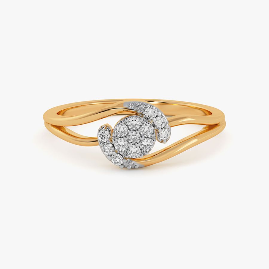Dancing Swirl 9Kt Yellow Gold Diamond Ring