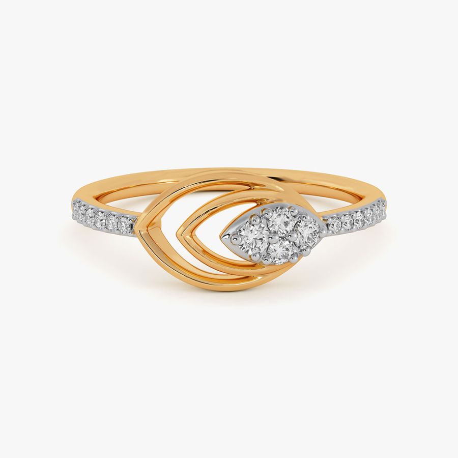 Alluring Leaf 9Kt Yellow Gold Diamond Ring