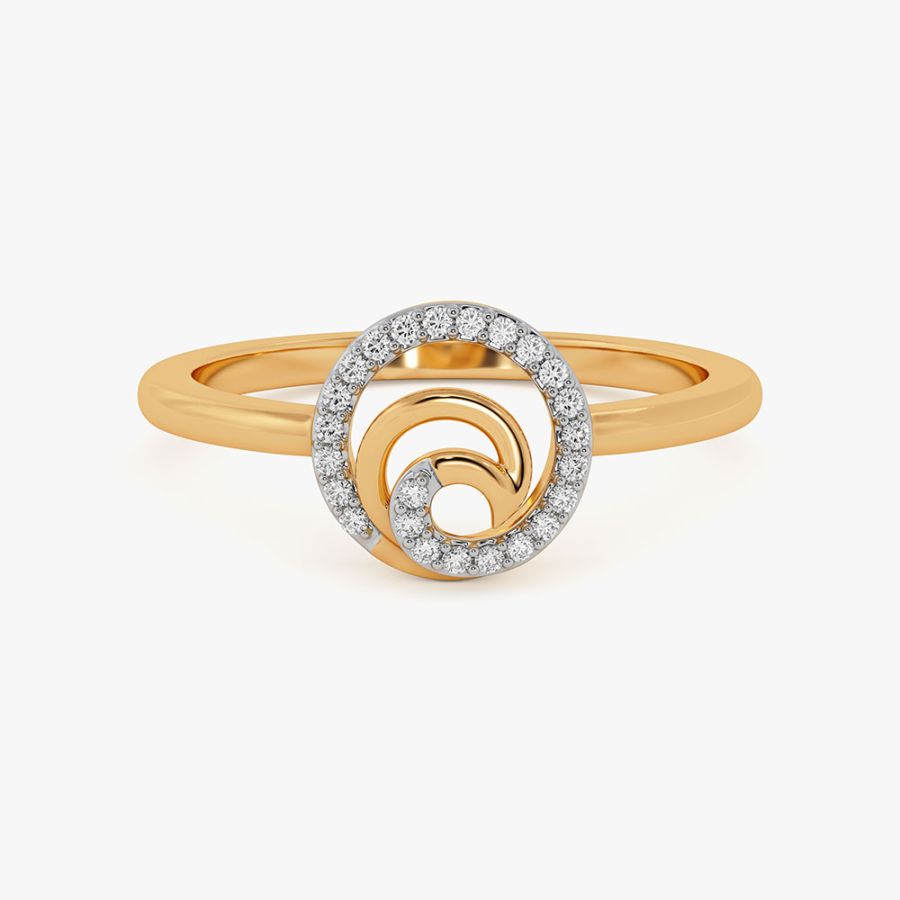 Unique Swirl 9Kt Yellow Gold Diamond Ring
