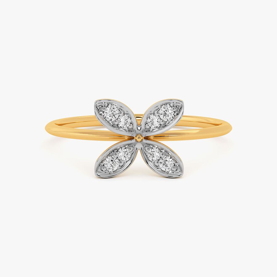 Sparkling Butterfly 9Kt Yellow Gold Diamond Ring