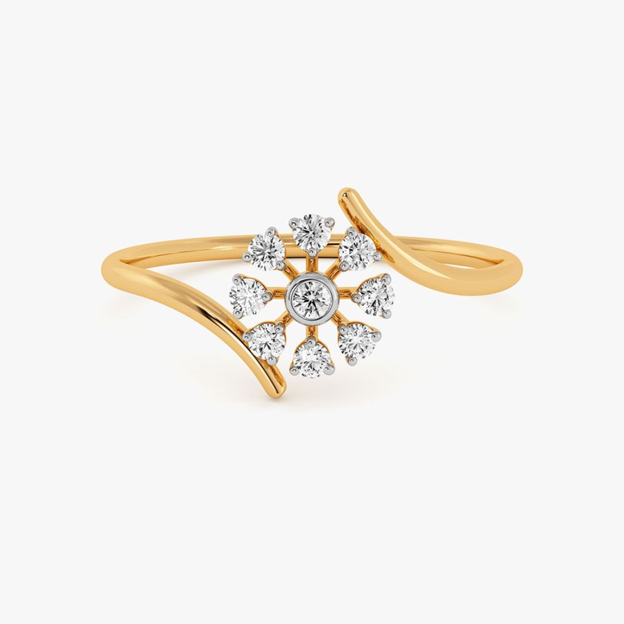 Delicate Floral Yellow Gold Diamond Ring