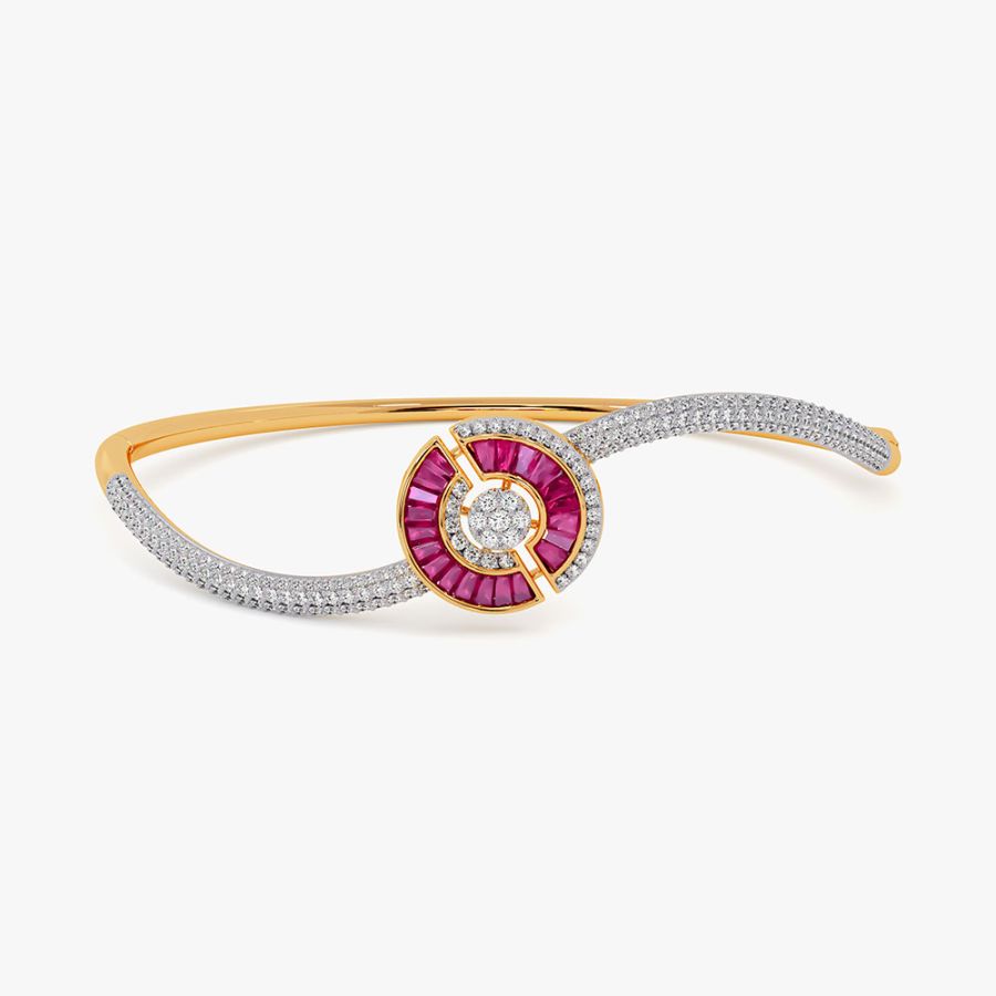 Swirling Shades 14KT Diamond and Pink Stone Oval Bracelet