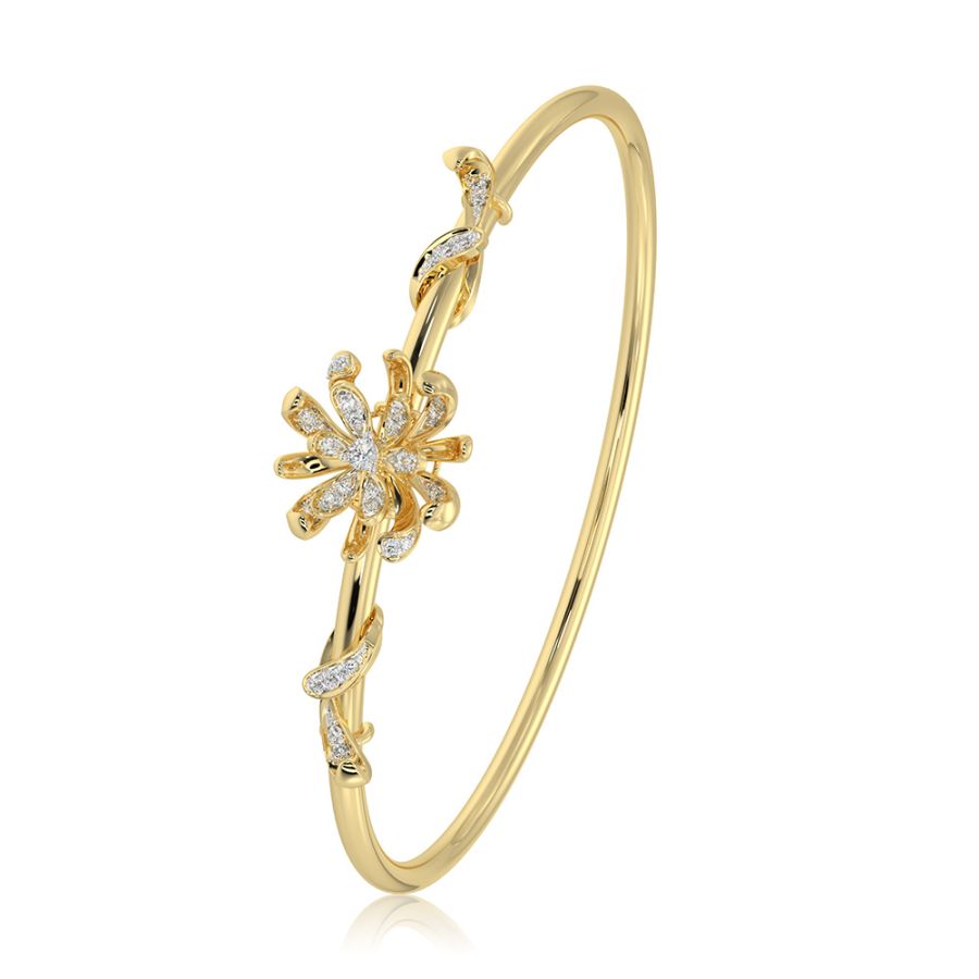 Blooming Floral 14Kt Yellow Gold Bracelet