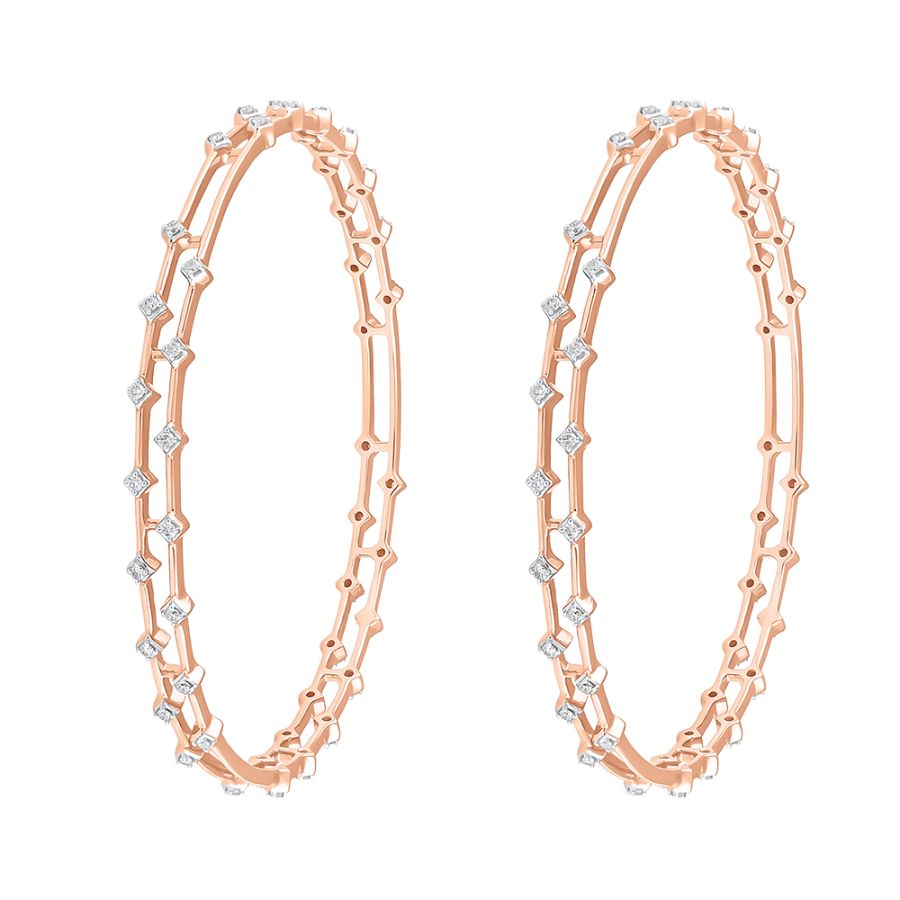 Surreal Diamond and Rose Gold Bangle Pair
