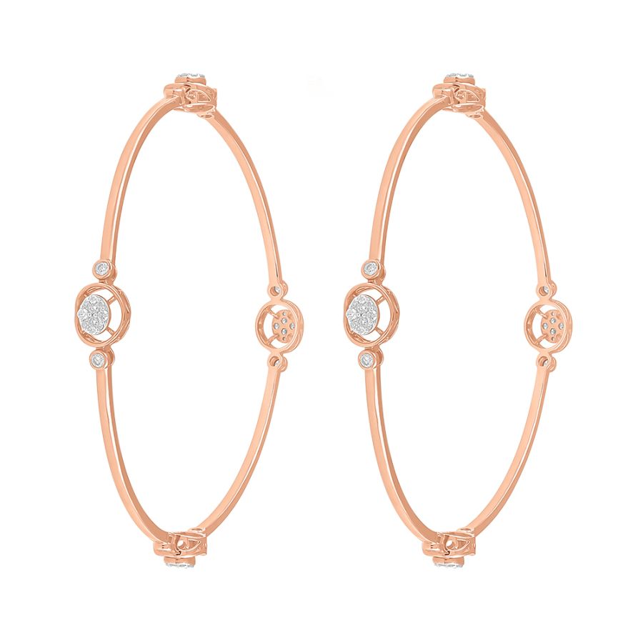 Classic 14KT Rose Gold and Diamond Bangle Pair