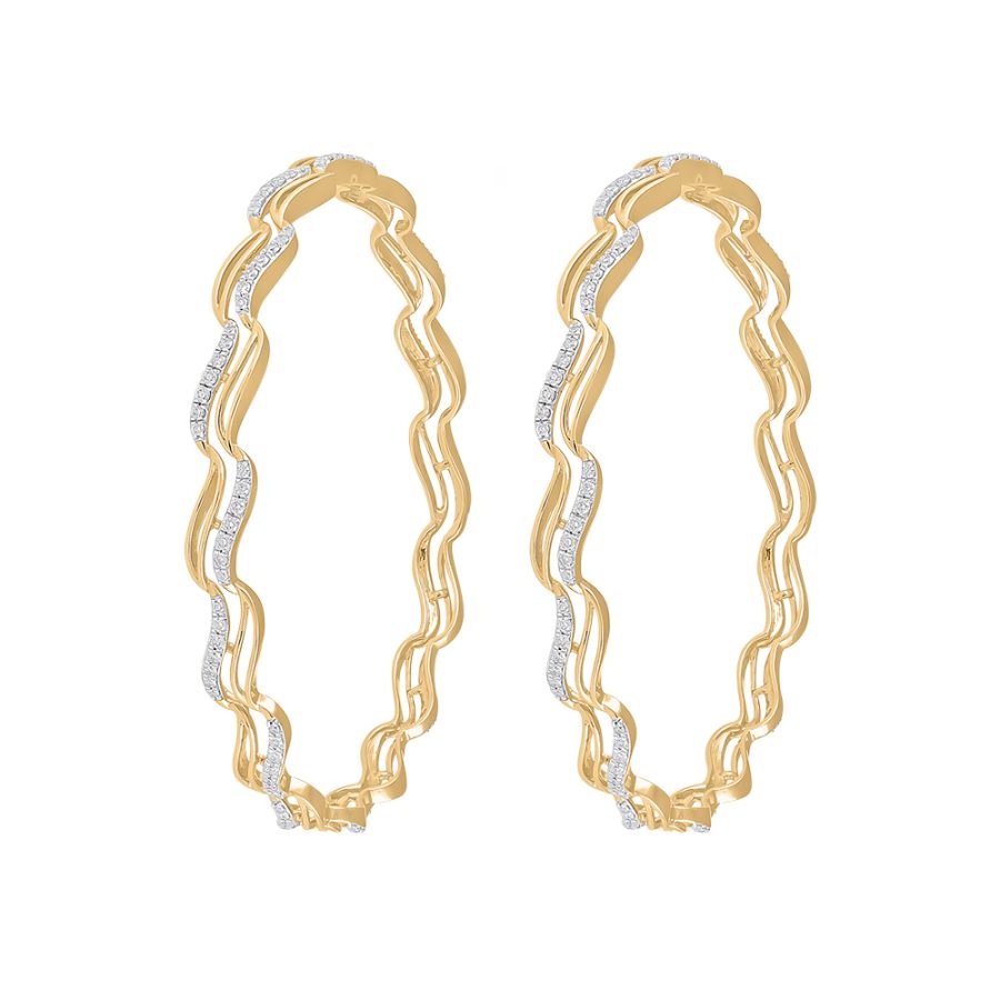 Classic Diamond Studded Yellow Gold Set of Bangles
