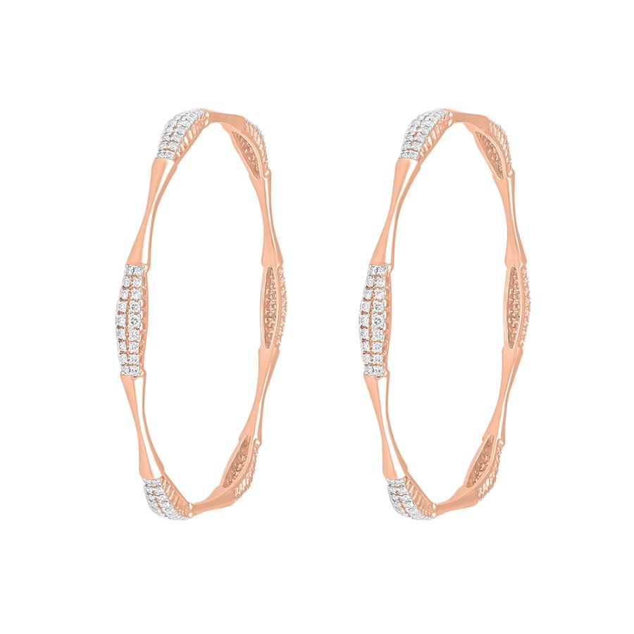 Subtle Diamond and Rose Gold Pair of Bangles