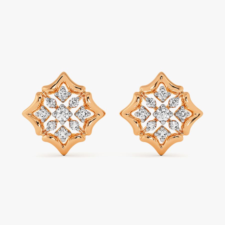 Diamond Design Earrings in 14KT Rose Gold