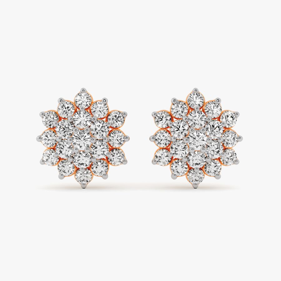 Cluster Design Diamond Studs in Rose Gold