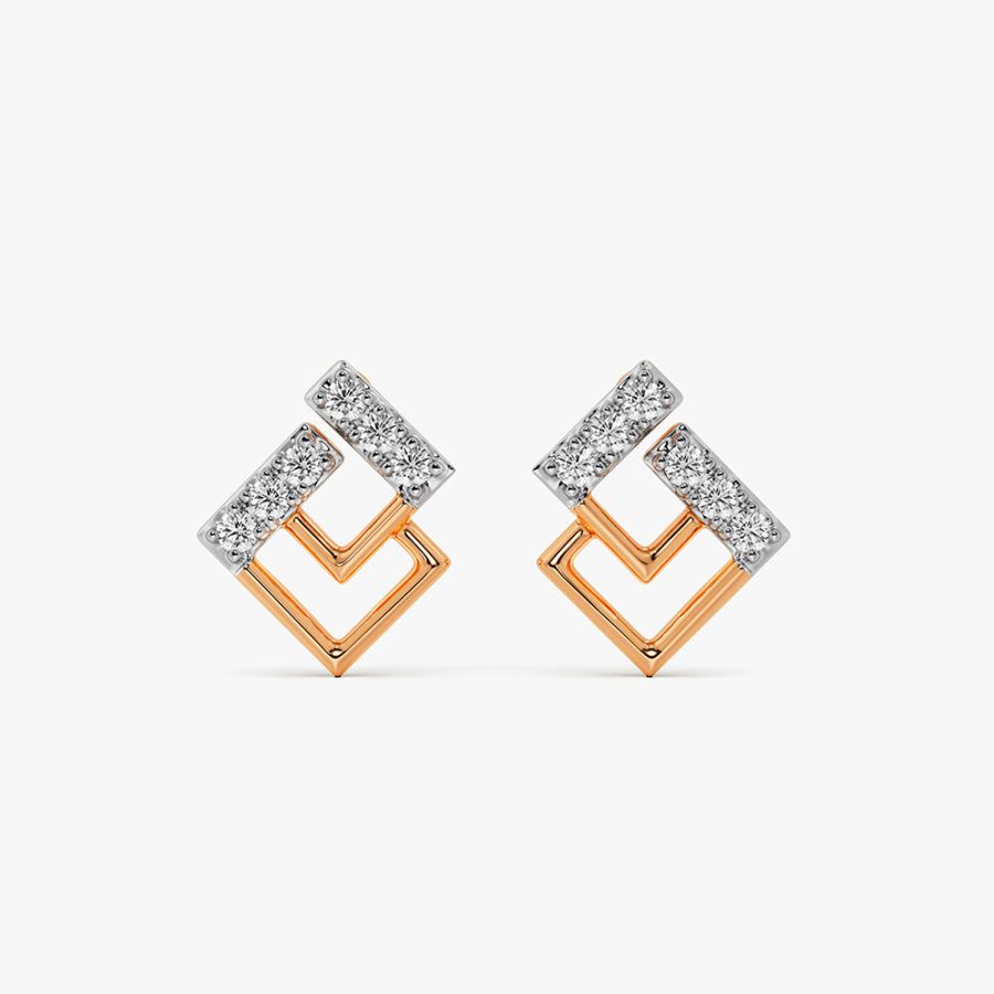 Delicate Geometric Design Diamond Studs