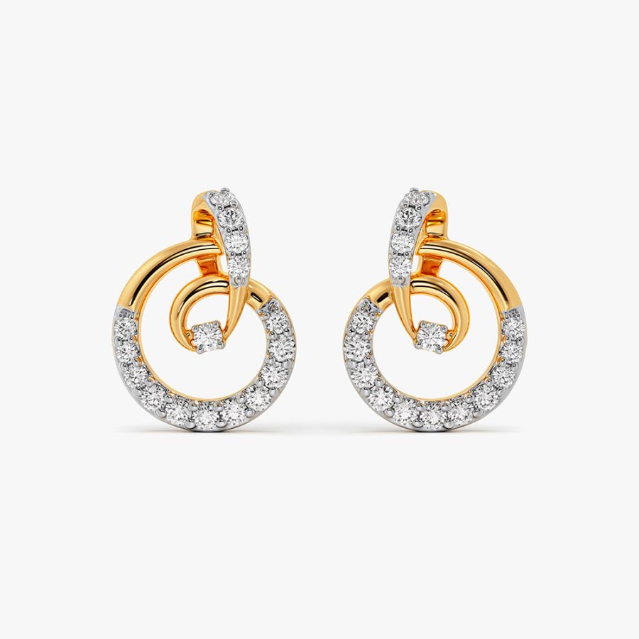 Pretty Swirl Design Diamond Studs