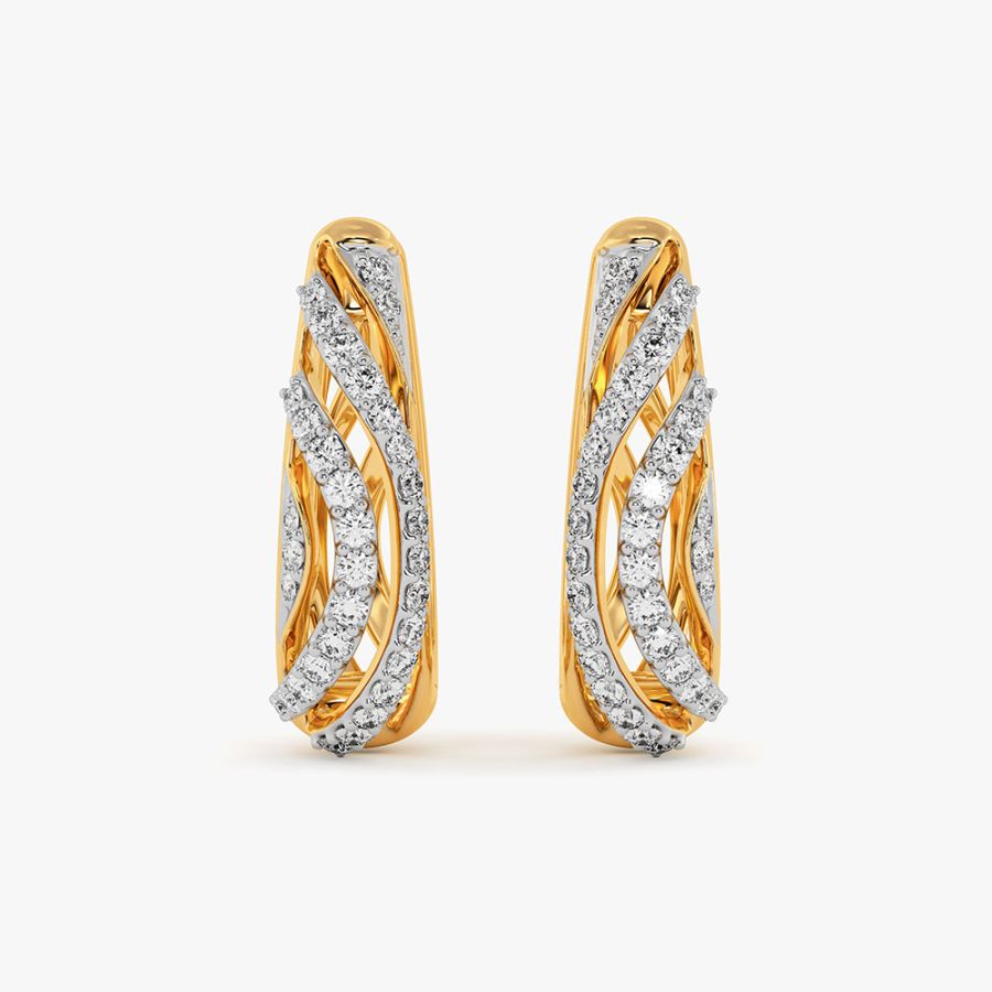 Everyday Versatile Yellow Gold Diamond Hoop Earrings