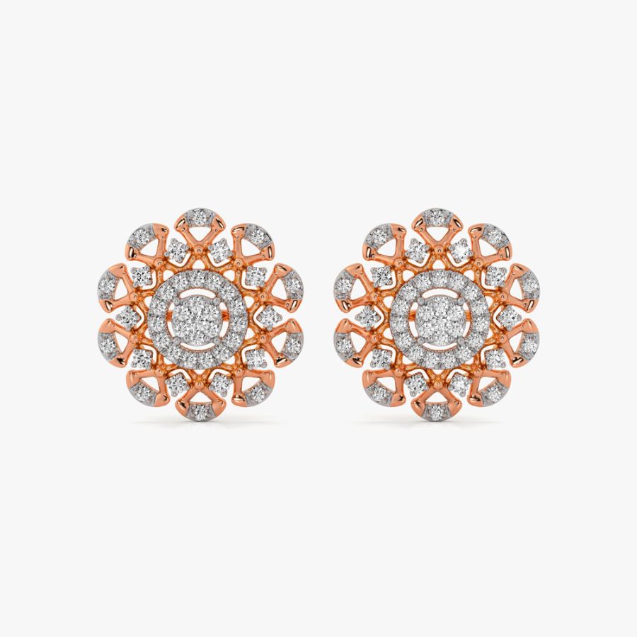 Mandala Pattern Diamond Earrings