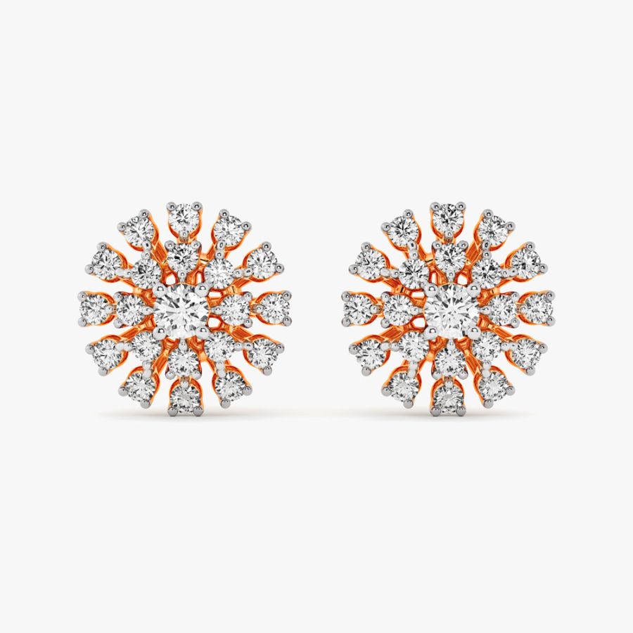 Dainty Rose Gold and Diamond Earrings