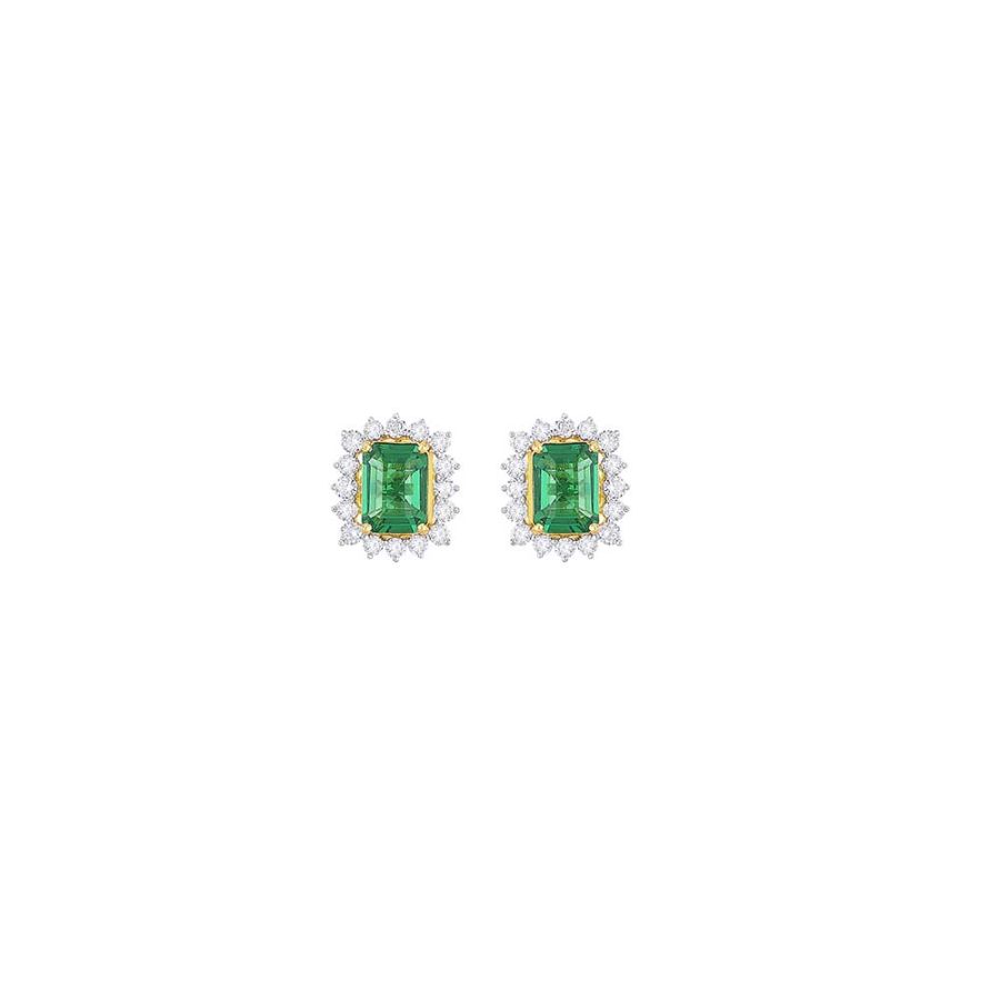 Spangled Emerald Halo Earrings