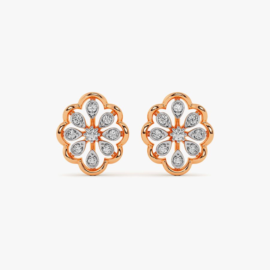 Exquisite Floral Diamond Rose Earring