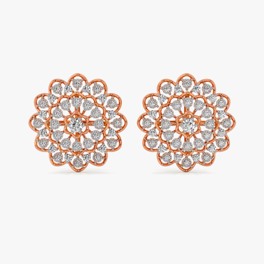 Glossy Mandala Design Diamond Earrings