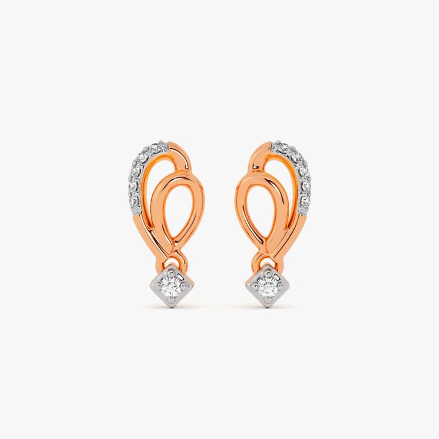 Minimal Geometric Diamond Rose Earring
