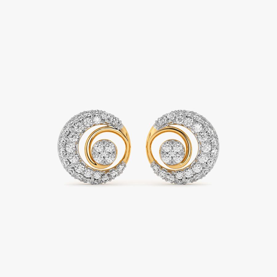 Dazzling Moon 14Kt Yellow Gold Diamond Earrings