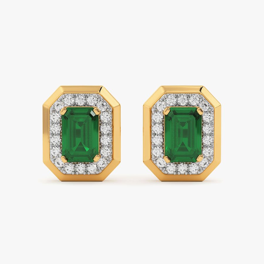 Timeless 14Kt Yellow Gold Diamond and Emerald Earrings